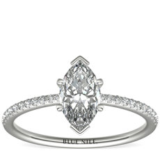 Petite Micropavé Diamond Engagement Ring in Platinum (0.09 ct. tw.)